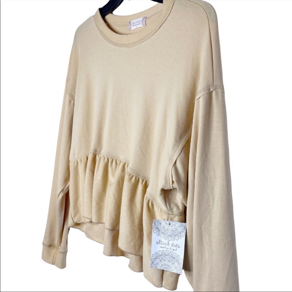 ALRAR’D STATE NWT Mica Ruffle Peplum Hem Top Size Medium in New Wheat Tan - Picture 8 of 16